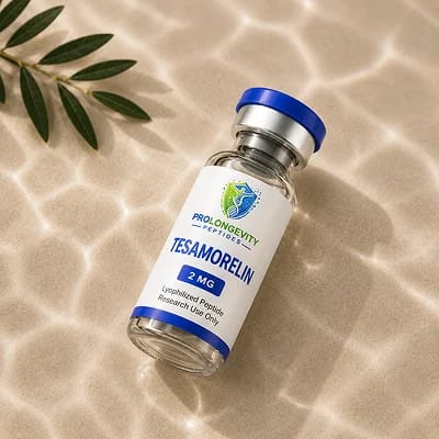 Research peptide vial on a sunlit surface